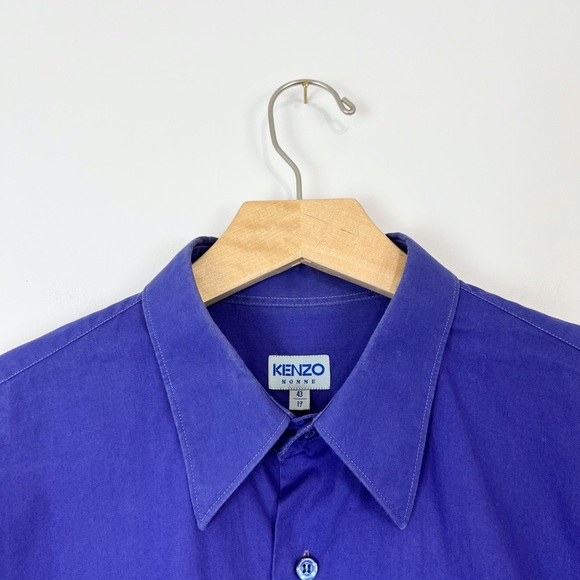Kenzo Homme Vintage Y2K Purple Cotton Embroidered Logo Classic Shirt UK L - Picture 7 of 14